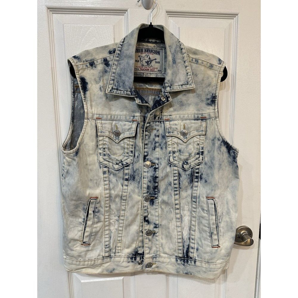 TRUE RELIGION DENIM JIMMY VEST SUPER T Size LARGE